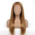 Long Honey Blonde Straight Lace Front Wig – 22 Inch Synthetic Fiber, Pre-Plucked Hairline, Glueless Cap