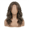 Medium Length Ash Brown Wavy Lace Front Wig – Synthetic Fiber, Pre-Plucked Hairline, Glueless Cap