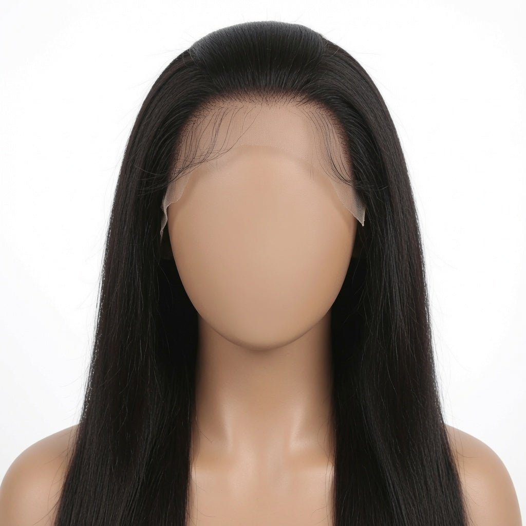 Long Straight Black Lace Front Wig – 22 Inch Synthetic Fiber, Glueless Cap, Natural Hairline