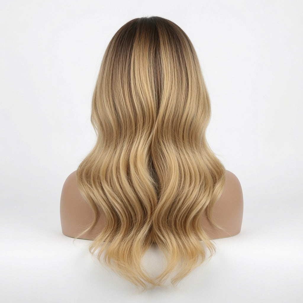 24 Inch Balayage Ombre Wavy Lace Front Wig – Human Hair, Pre-Plucked Hairline, Glueless Cap
