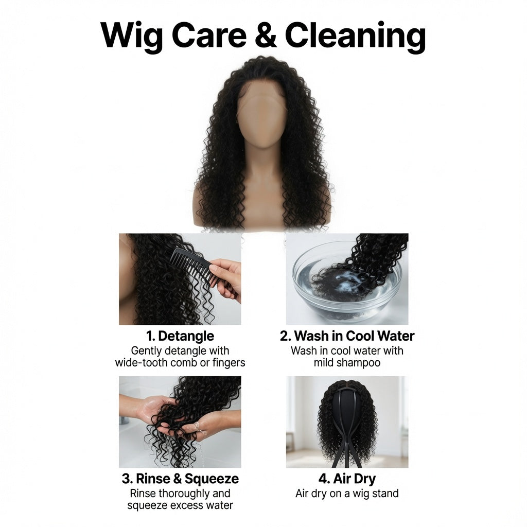 22 Inch Black Wool Curl Lace Front Wig – Human Hair, Pre-Plucked Hairline, Glueless Cap