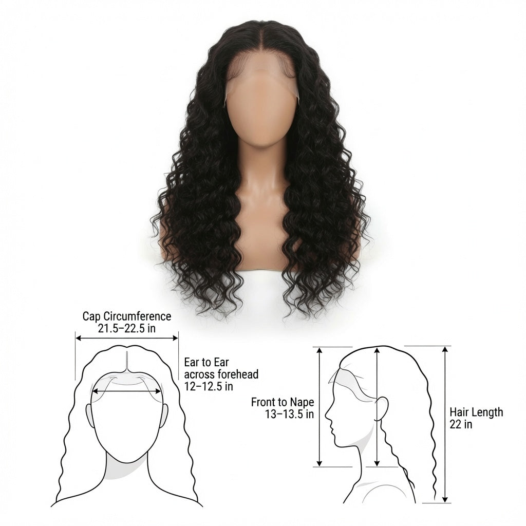 22 Inch Black Curly Lace Front Wig – Synthetic Fiber, Pre-Plucked Natural Hairline, Glueless Cap
