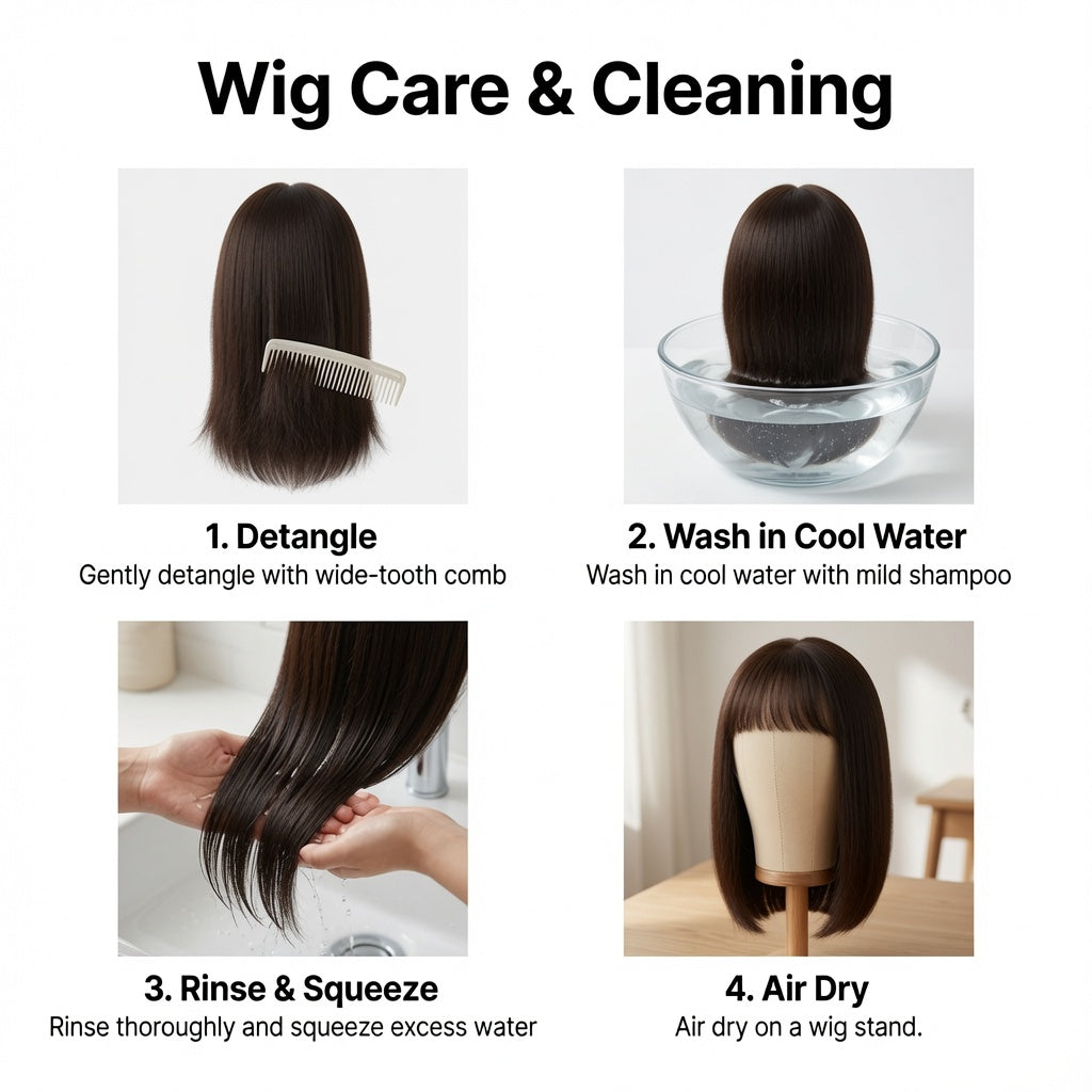 Shoulder Length Dark Brown Straight Lace Front Wig with Blunt Bangs – Human Hair, Pre-Plucked Hairline, Glueless Cap