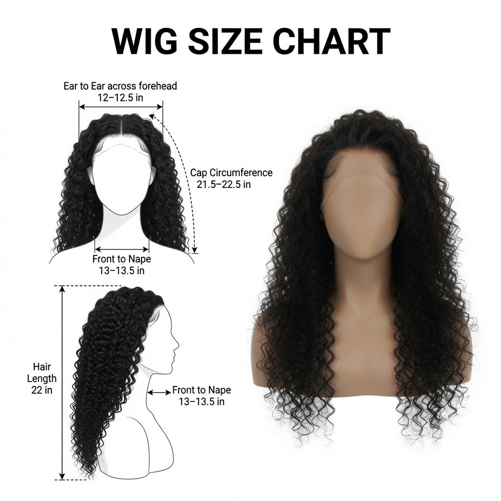 22 Inch Black Wool Curl Lace Front Wig – Human Hair, Pre-Plucked Hairline, Glueless Cap