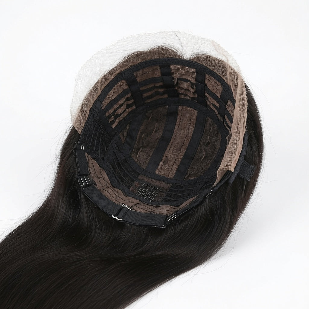 Long Straight Black Lace Front Wig – 22 Inch Synthetic Fiber, Glueless Cap, Natural Hairline