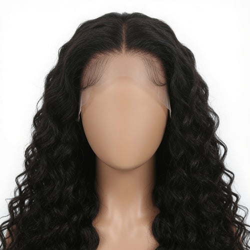 22 Inch Black Curly Lace Front Wig – Synthetic Fiber, Pre-Plucked Natural Hairline, Glueless Cap