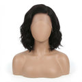 Short Black Wavy Bob Lace Front Wig – Synthetic Fiber, Pre-Plucked Hairline, Glueless Cap