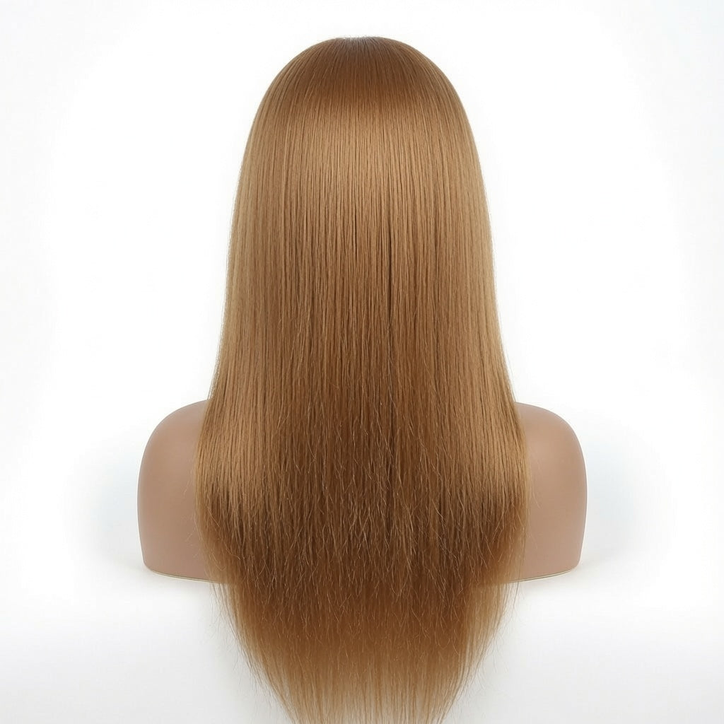 Long Honey Blonde Straight Lace Front Wig – 22 Inch Synthetic Fiber, Pre-Plucked Hairline, Glueless Cap